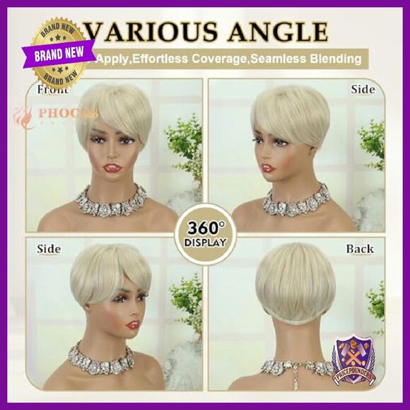 Short Hair Topper with Bangs for Thinning Hair, Heat-Resistant Fibers